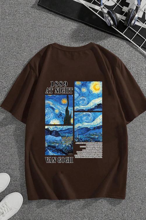 Unisex Van Gogh Baskılı Oversize Tshirt