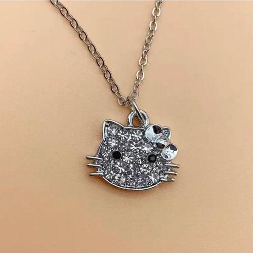 Hello Kitty Face Taşlı Kolye Hediyelik Akseusar Şık Takı Kadın Moda