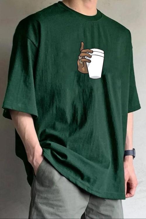Unisex Tupac Coffee Baskılı T-shirt