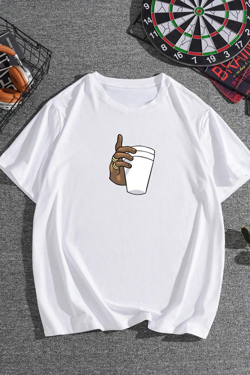 Unisex Tupac Coffee Baskılı T-shirt