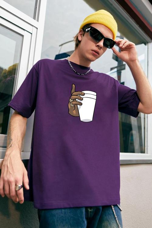 Unisex Tupac Coffee Baskılı T-shirt