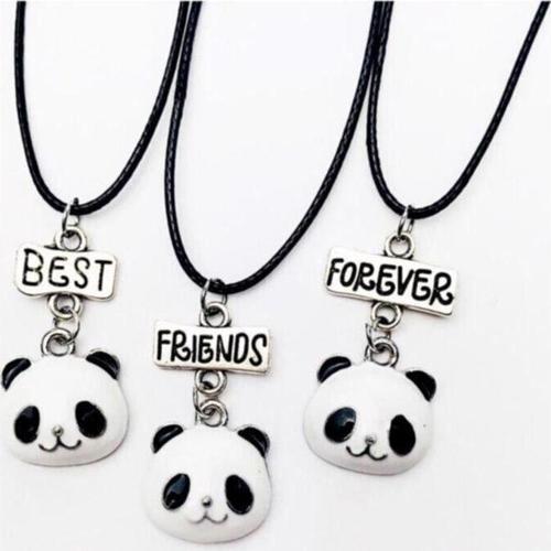 Unisex  Sevimli Panda Best Friend Bff  Kolye 3 lü