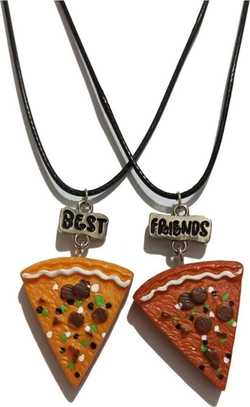 Pizza Dilimi Best Friends Bf 2li Deri Ipli Kolye