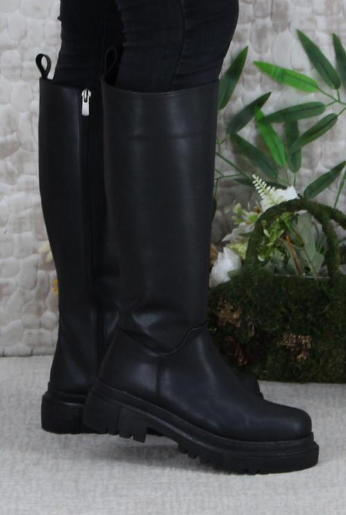 914360 Siyah Rahat Kalın Taban Kadın Çizme