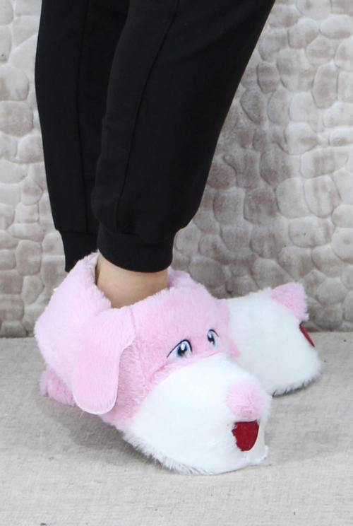 Sevimli Köpek Figürlü Peluş Panduf Hayvanlı Yumuşak Kadın Panduf