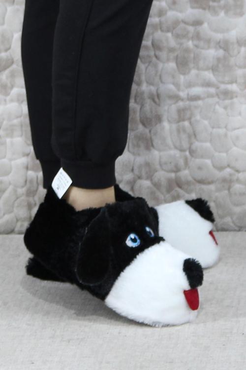 Sevimli Köpek Figürlü Peluş Panduf Hayvanlı Yumuşak Kadın Panduf