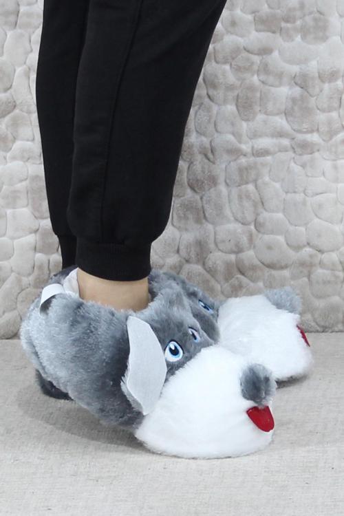 Sevimli Köpek Figürlü Peluş Panduf Hayvanlı Yumuşak Kadın Panduf