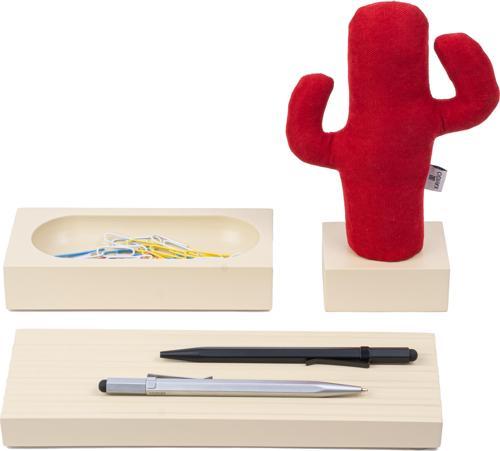 Krem Woody Kırmızı Cactus Üçlü Set