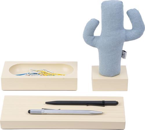 Woody Krem Üçlü Ofis Seti - Mavi Cactus