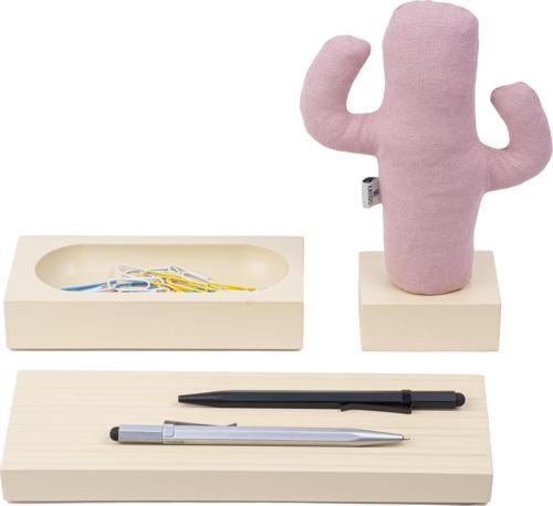 Woody Krem Üçlü Ofis Seti - Pembe Cactus