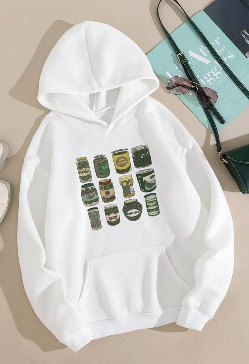 Turşu Baskılı Oversize Sweatshirt