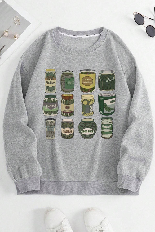 Turşu Baskılı Oversize Sweatshirt