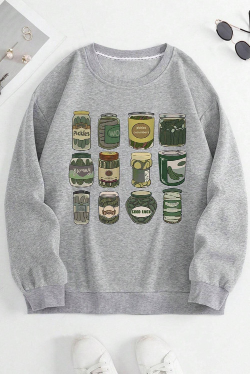 Turşu Baskılı Oversize Sweatshirt