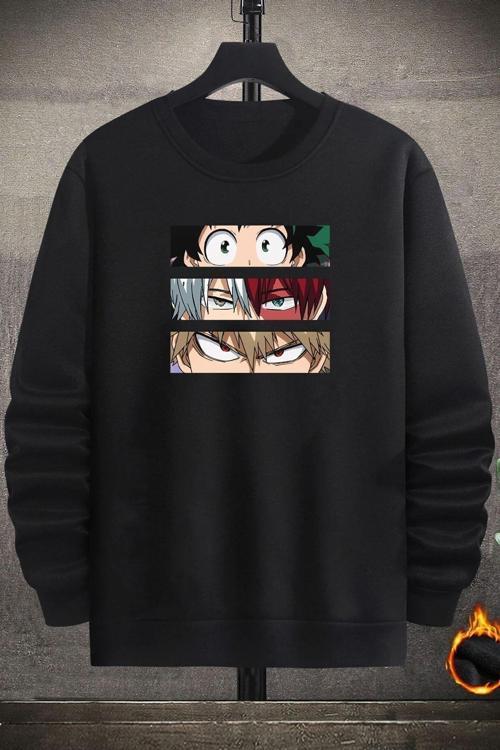 Unisex Makima Hugging Denji Bisiklet Yaka Sweatshirt