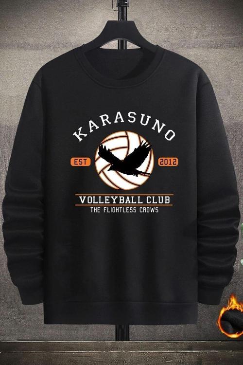 Unisex Karasuno Bisiklet Yaka Sweatshirt
