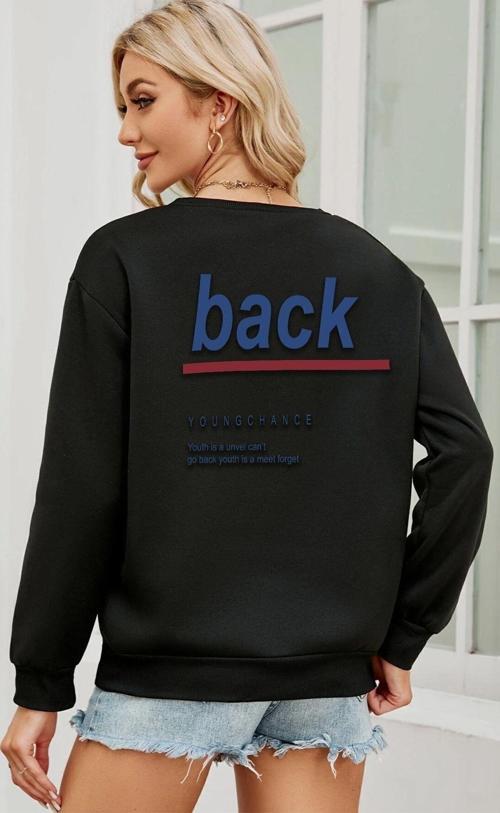Unisex Back Baskılı Bisiklet Yaka Sweatshirt