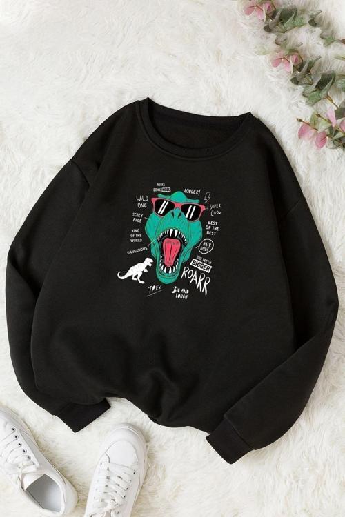 T - Rex Bisiklet Yaka Sweatshirt