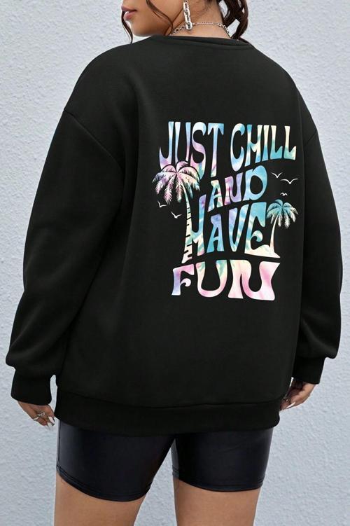Unisex Just Fun Baskılı Bisiklet Yaka Sweatshirt