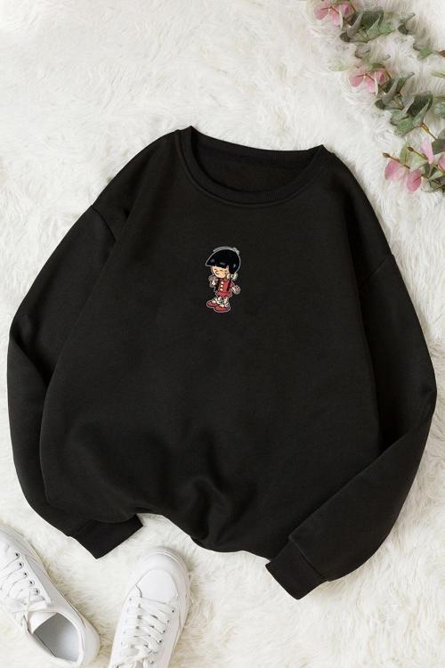 Unisex Chen Üzümlü Kekim Baskılı Bisiklet Yaka Sweatshirt