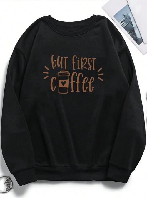 Unisex Sevimli Kedi Baskılı Bisiklet Yaka Sweatshirt