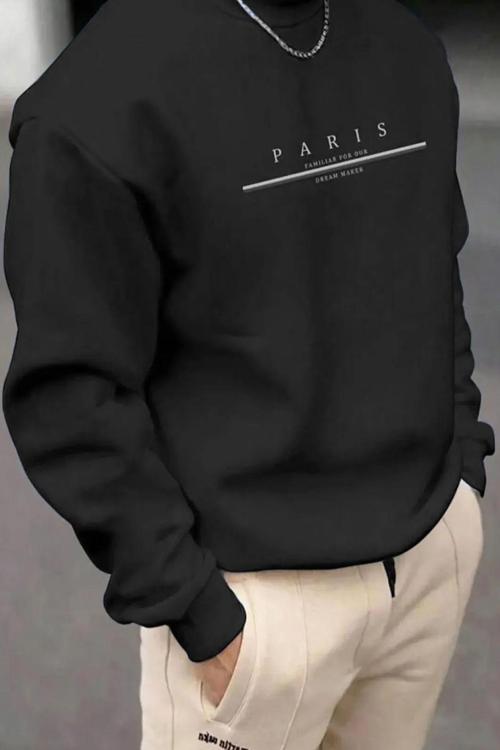Paris Baskılı  Pamuklu Oversize Sweatshirt