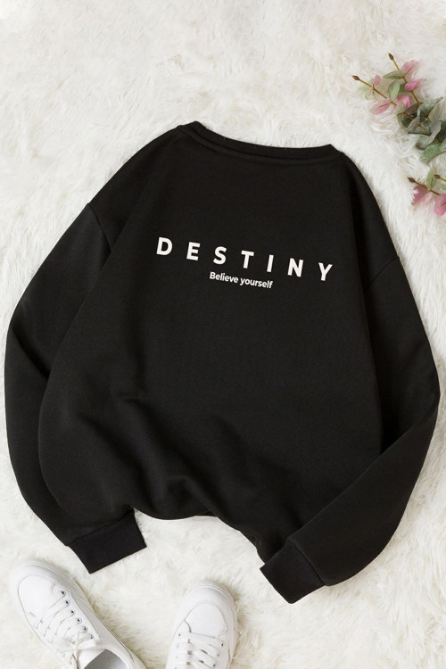 Unisex Destiny Baskılı Bisiklet Yaka Sweatshirt