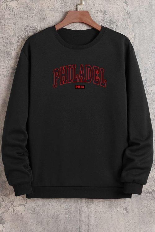 Unisex Philadelphia Bisiklet Yaka Sweatshirt