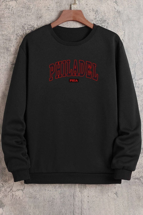 Unisex Philadelphia Bisiklet Yaka Sweatshirt