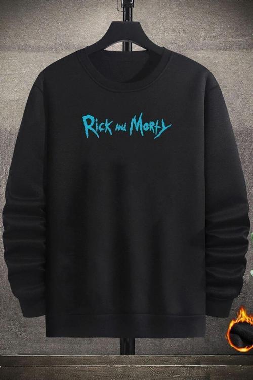 Unisex Rick And Morty Baskılı Bisiklet Yaka Sweatshirt