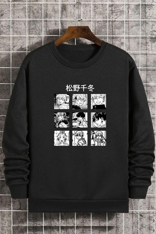 Unisex Ken Kaneki Baskılı Bisiklet Yaka Sweatshirt