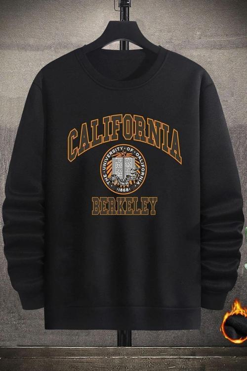 Unisex California Baskılı Bisiklet Yaka Sweatshirt