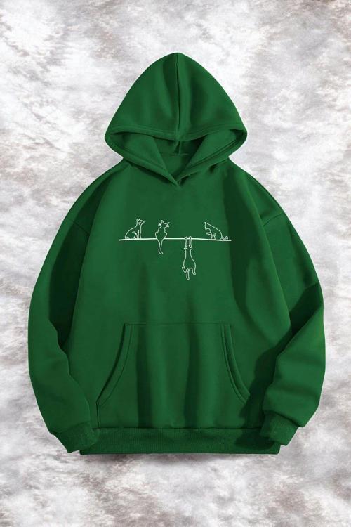 Yaramaz Kedi Baskılı Oversize Sweatshirt