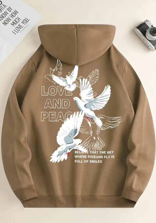 Love and Peace Baskılı Oversize Sweatshirt