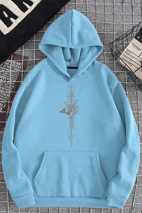 Pusula Zaman Çizelge Baskılı Oversize Sweatshirt
