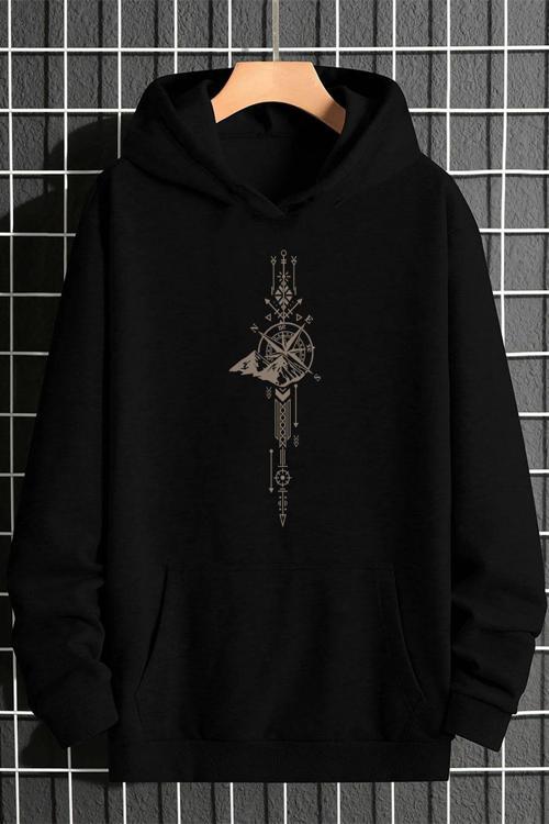 Pusula Zaman Çizelge Baskılı Oversize Sweatshirt