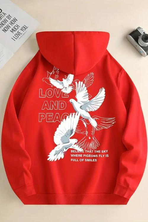 Love and Peace Baskılı Oversize Sweatshirt