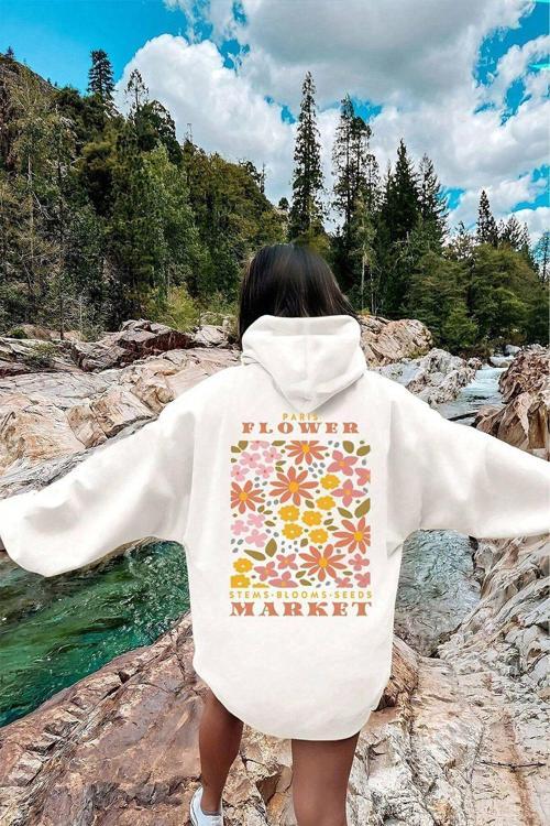 Flower Baskılı Oversize Sweatshirt