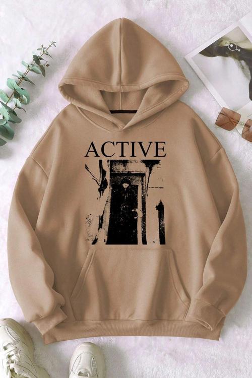Active Baskılı Oversize Sweatshirt