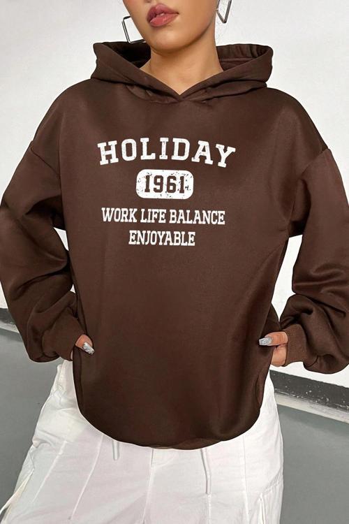 Holiday Baskılı Unisex Oversize Sweatshirt