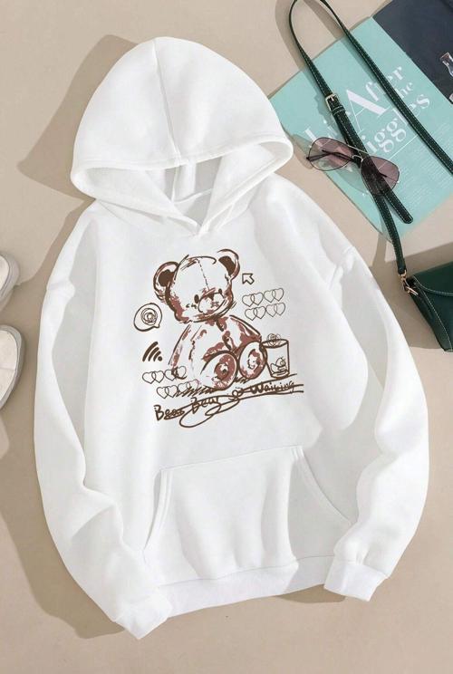 Bear Baskılı Unisex Oversize Sweatshirt