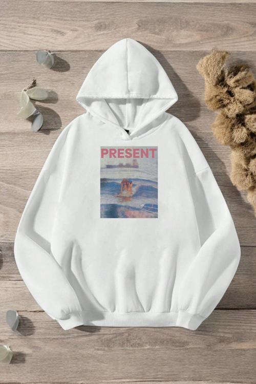 Present Baskılı Oversize Sweatshirt