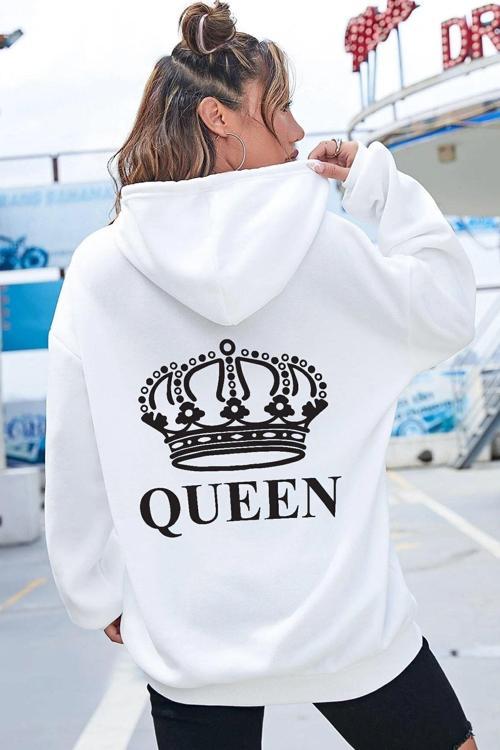 Unisex Quenn Sırt Baskılı Sweatshirt