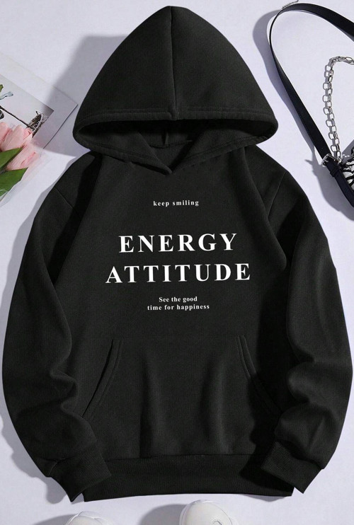 Energy Baskılı Oversize Sweatshirt