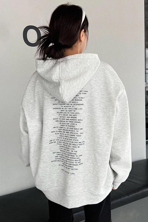 Unisex Have a Better Life Baskılı Sweatshirt KP-GRI-SIRTYAZI