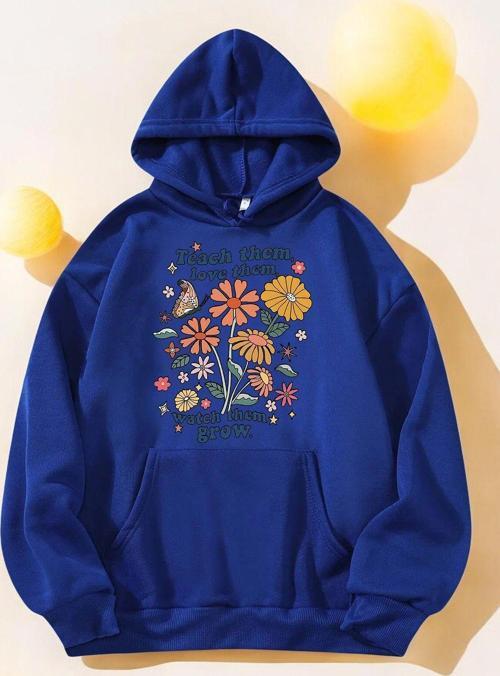 Flowers  Baskılı Oversize Sweatshirt