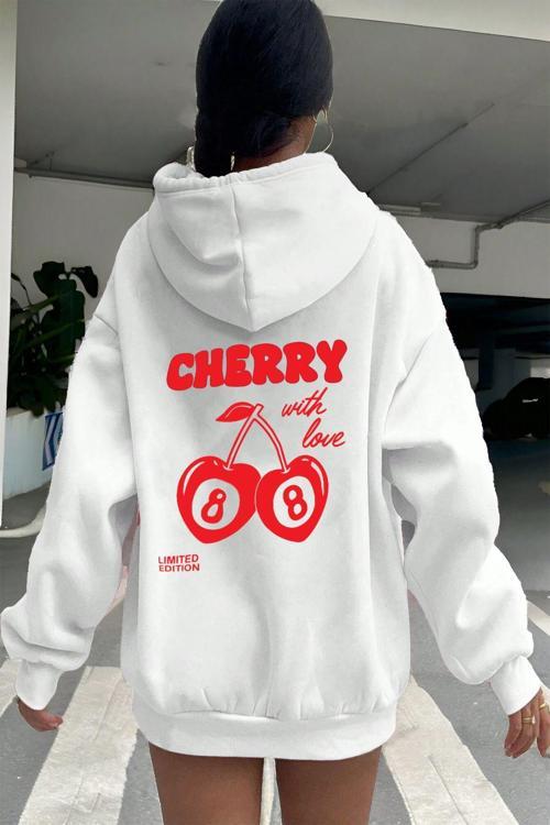 Cherry Baskılı Oversize Sweatshirt