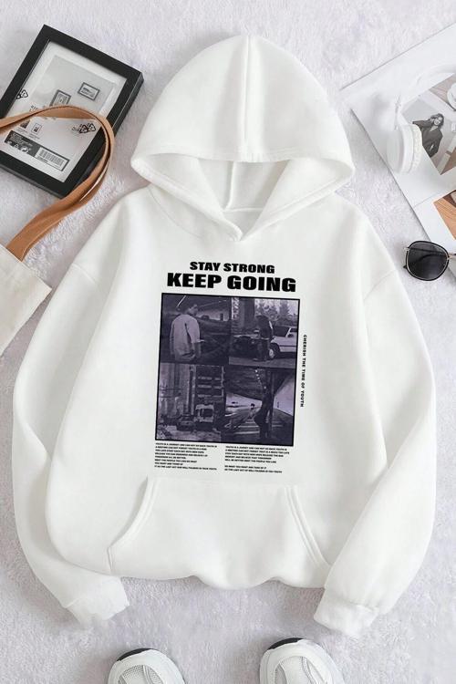 Keep Going Baskılı Oversize Sweatshirt