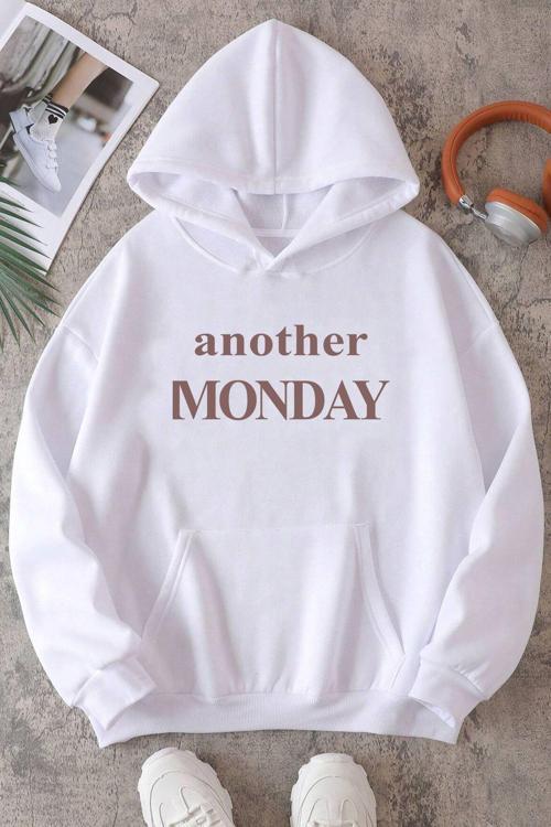 Monday Baskılı  Pamuklu Oversize Sweatshirt