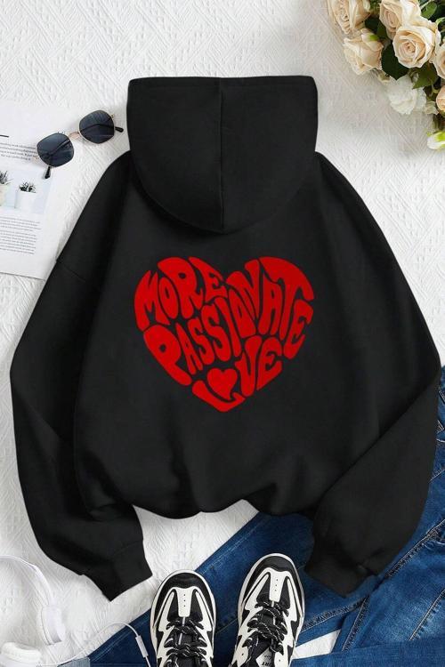 More Love Baskılı Pamuklu Oversize Sweatshirt