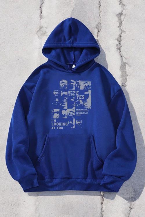 Looking Baskılı Oversize Sweatshirt